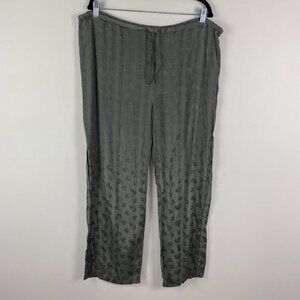April Cornell Pants Womens Size M Floral Straight Leg Drawstring Sage Green
